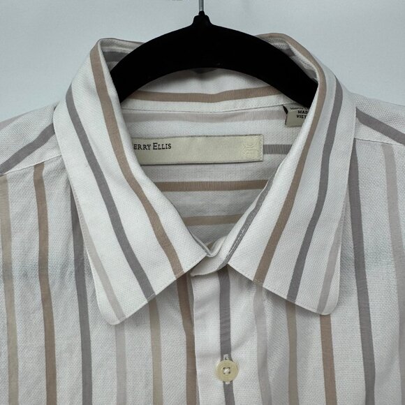 Perry Ellis Dress Striped Shirt Large - Picture 2 of 6